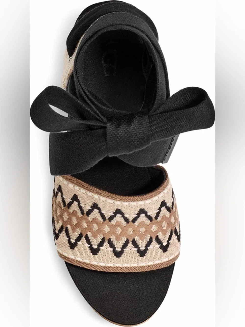 UGG Sz 9.5 Abbot Ankle Wrap Espadrille Sandals Band Tribal Embroidery NEW - Picture 3 of 16